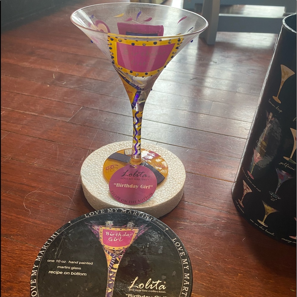 Birthday Girl Lolita painted martini glass